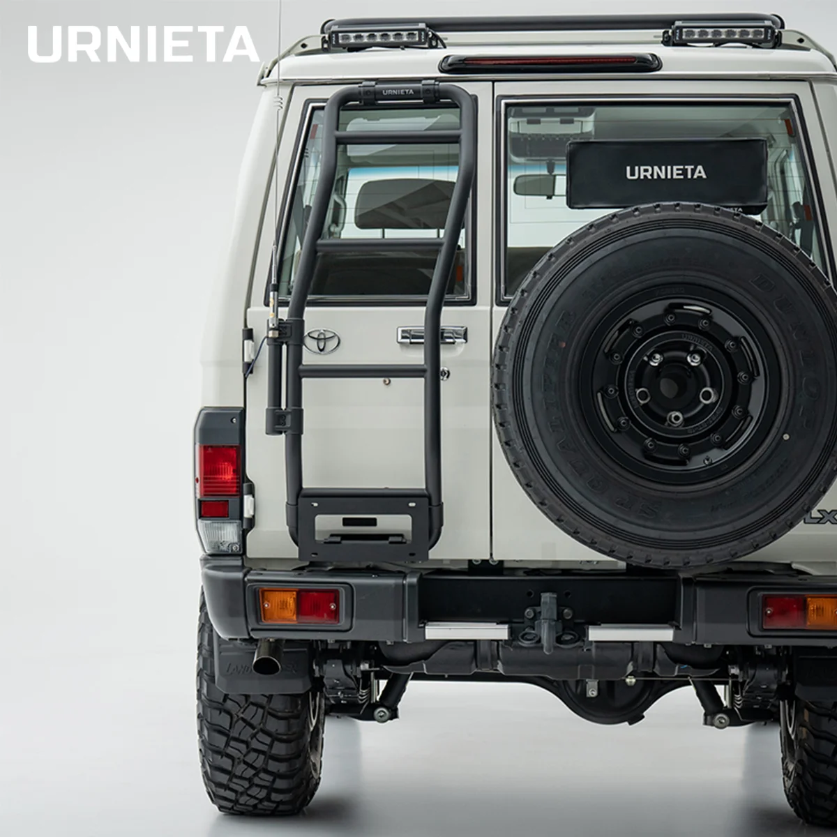 

URNIETA Aluminum Magnesium Alloy Rear Door Ladder with License Plate Mount Holder for Toyota Land Cruiser 70 Series LC71LC76LC78