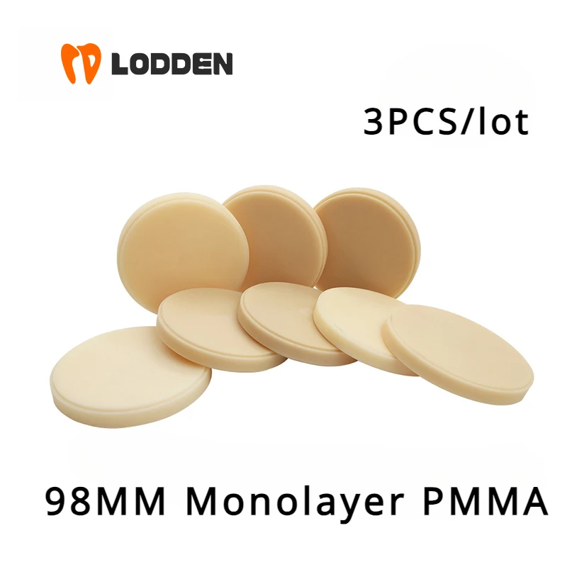 

3Pcs Dental PMMA Monolayer 98MM For Dental Lab Materials Preshade Monochrome Resin Disc CAM/CAD VITA 16 Color Dentist Materials