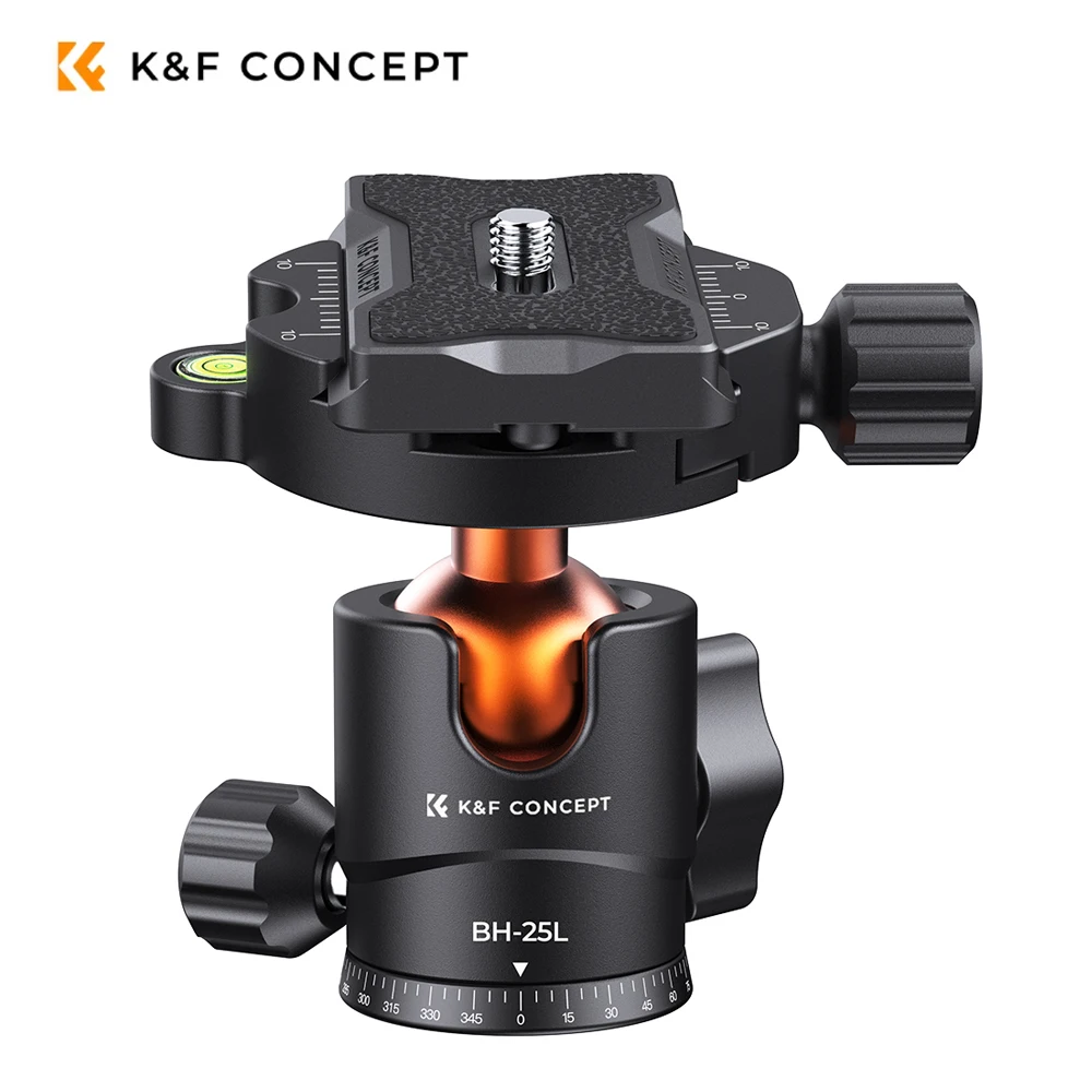 k-f-concept-カメラ三脚ボールヘッド-1-4インチクイックリリースプレートと水準器付き-8kg耐荷重-三脚カメラスライダー用