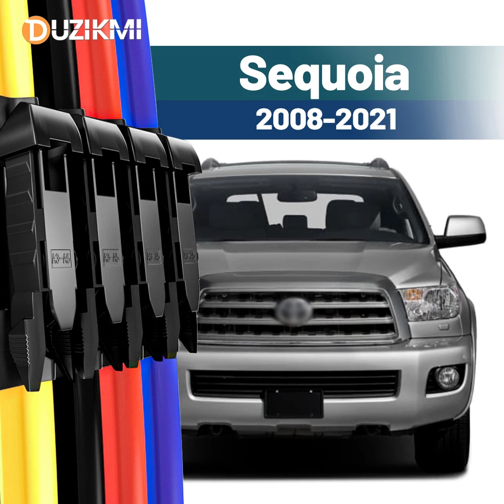 

For Toyota Sequoia 2008-2021 2012 2013 2014 2015 2016 2017 2018 2019 2020 2pcs Front Windshield Windscreen Wiper Blades Red Blue