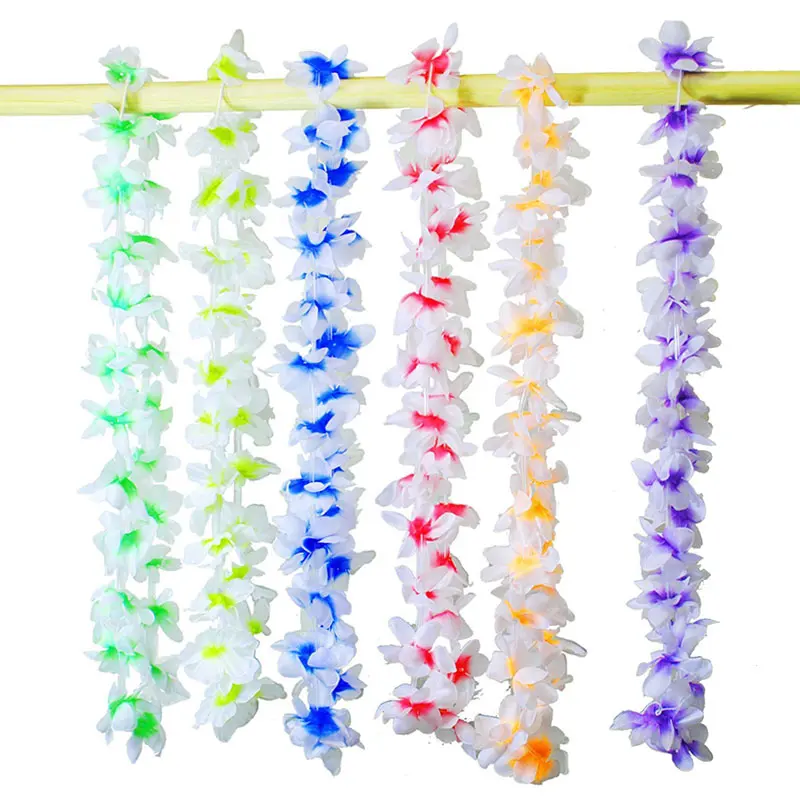 36 Pcs/Set Tropical Hawaiian Flower Garland Party Necklace Garlands Leis Supplies Decoration Party Event Decor 36pcs/Set