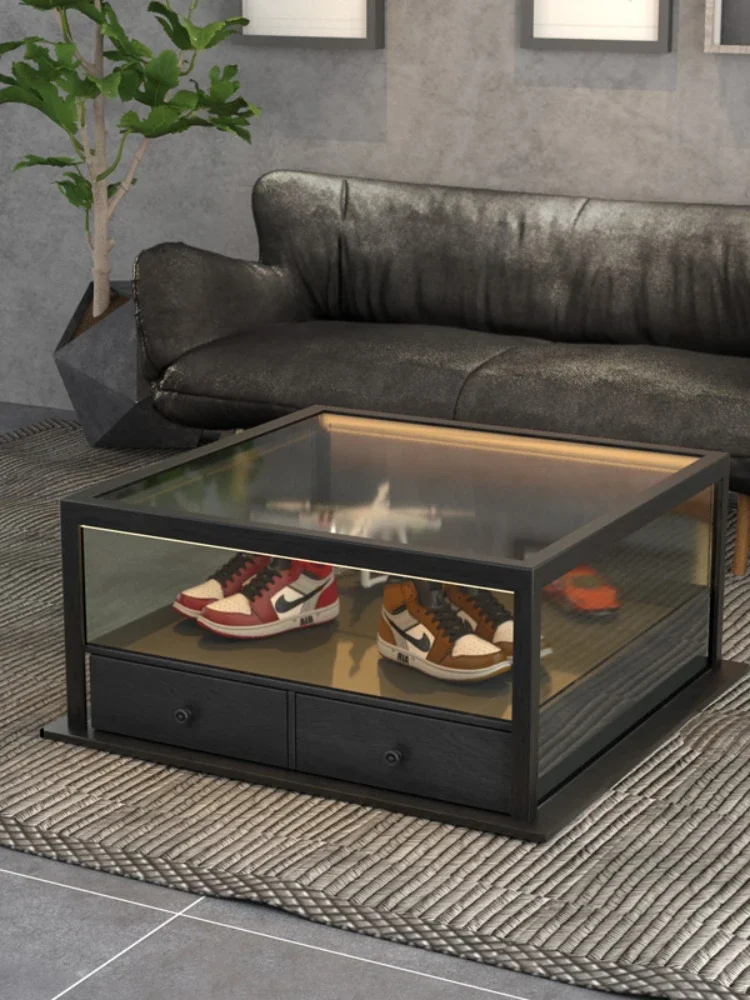 1 Modern Light Luxury Living Room Personalized Glass Coffee Table Multifunctional