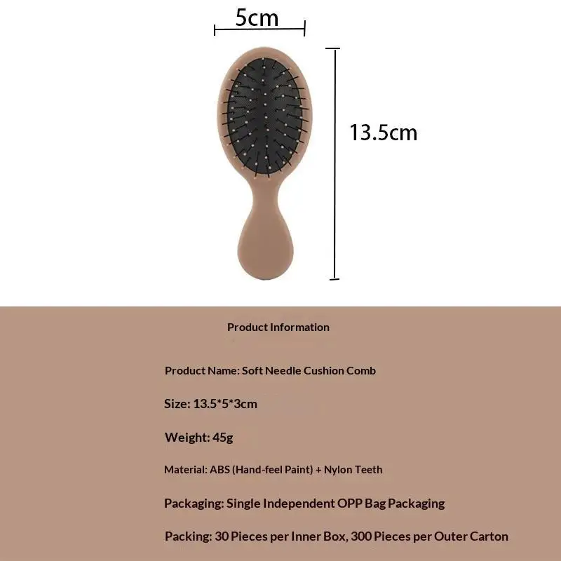 Mini Detangling Hair Brush With Soft Matte Rubber Handle Gentle Scalp Bristles For Curly Hair Massage Daily Travel Use Multi