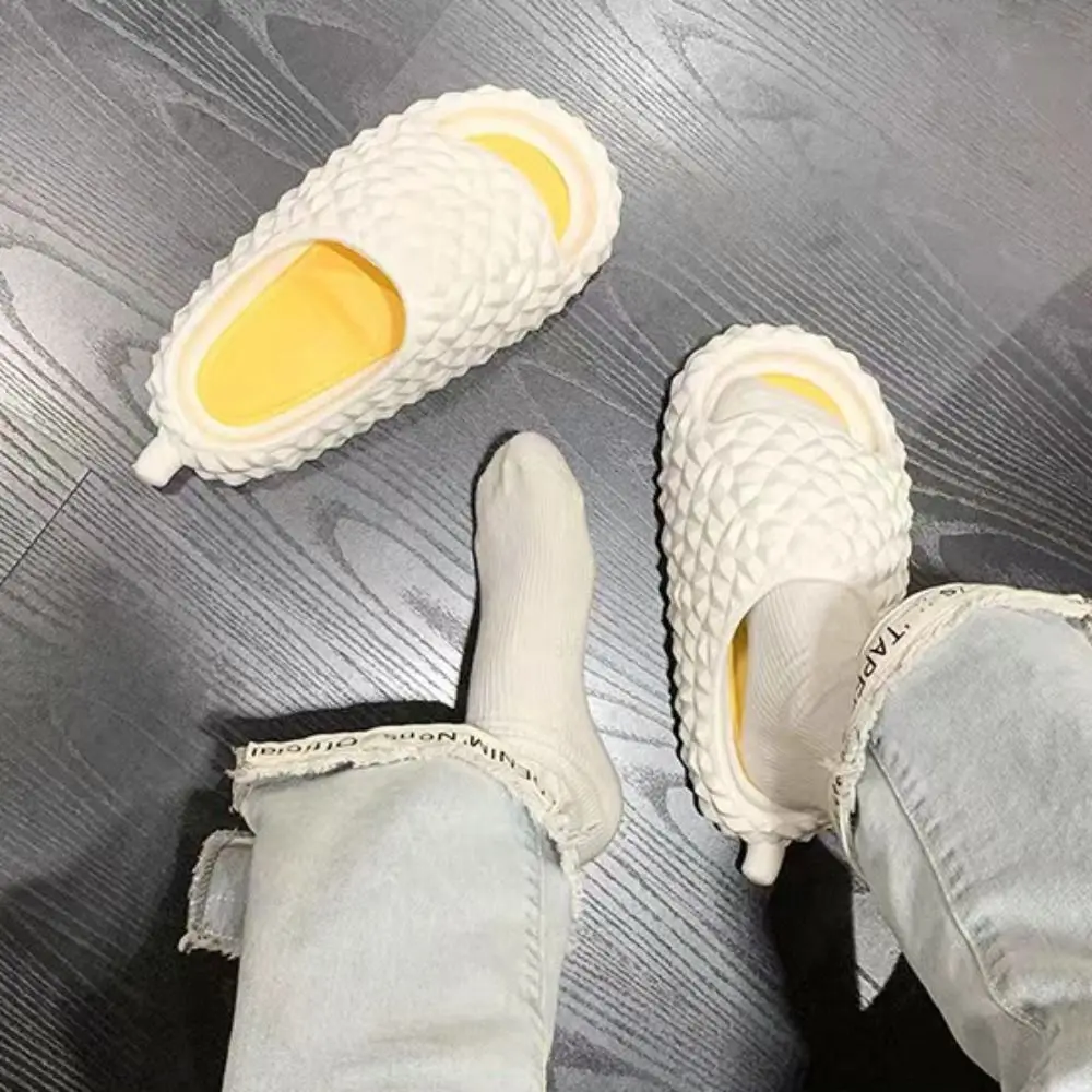 Fashion Funny Creative Durian Slippers Thick Sole Anti Slip Slippers Women Men Soft PVC Flat Slides Sandals Summer
