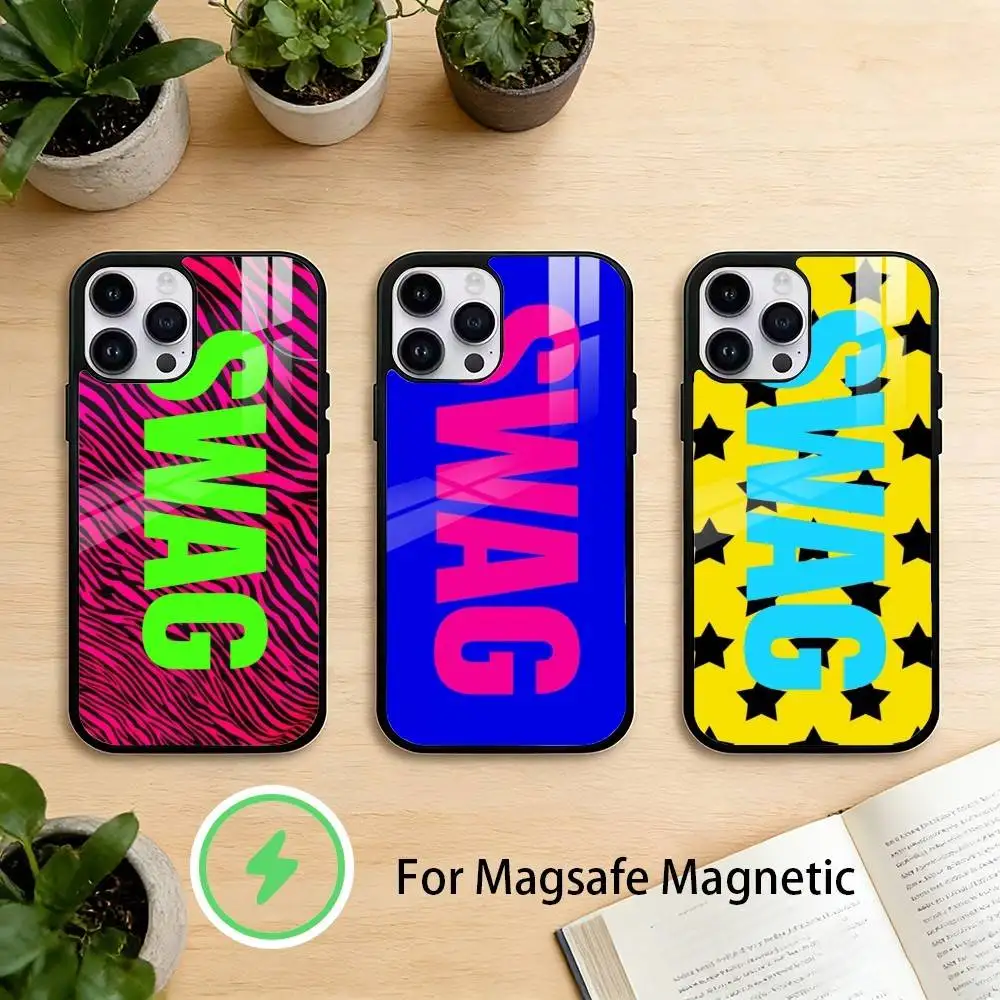 

L-Luxury Style SWAG Phone Case For iPhone 17/16/15/14/13/12/Plus/Pro/Max for Magnetic Wireless Charging