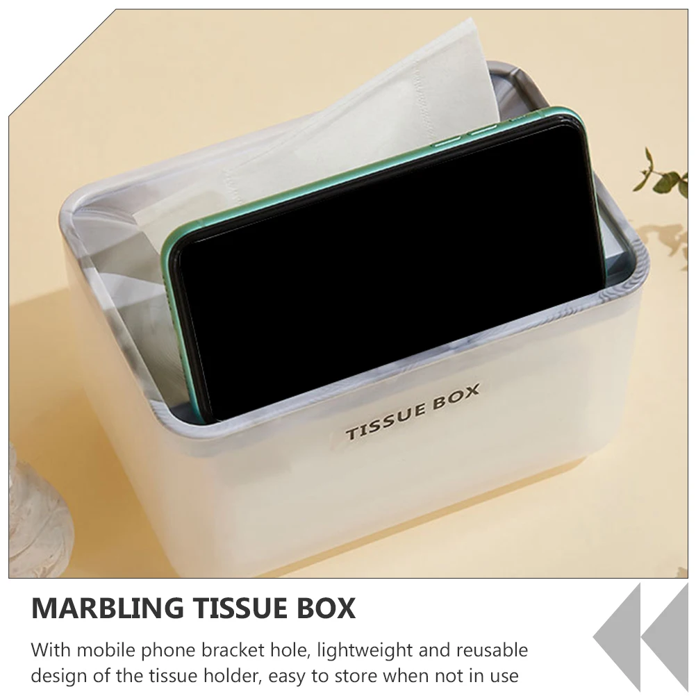 

1pc Marble Pattern Tissue Holder Creative Simple Home Decor Decorative Phone Rack Household Tissue Box Reusable Lightweight For