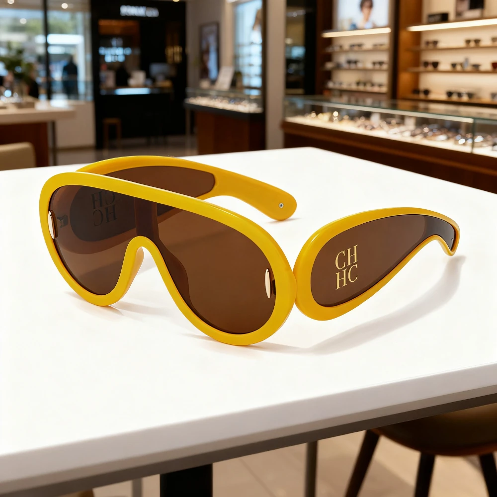 

Trendy Large Frame Sunglasses Fashion One Piece Sunglasses Women High End Ladies Style Street Style Versatile Best Seller