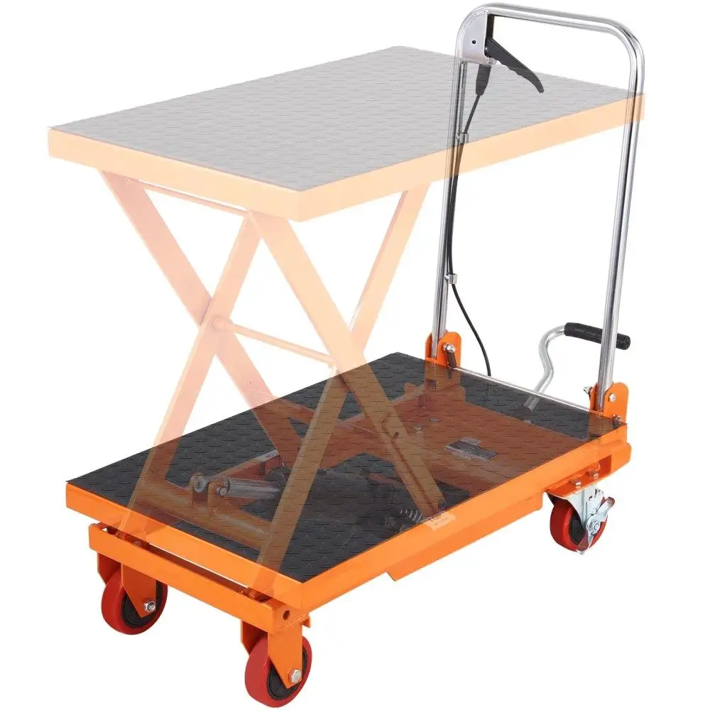 Heavy-Duty 330 lbs Hydraulic Scissor Lift Work Cart with Non-Slip Platform 4-Wheel Industrial Hand Truck 28.5 Inch Lift Height