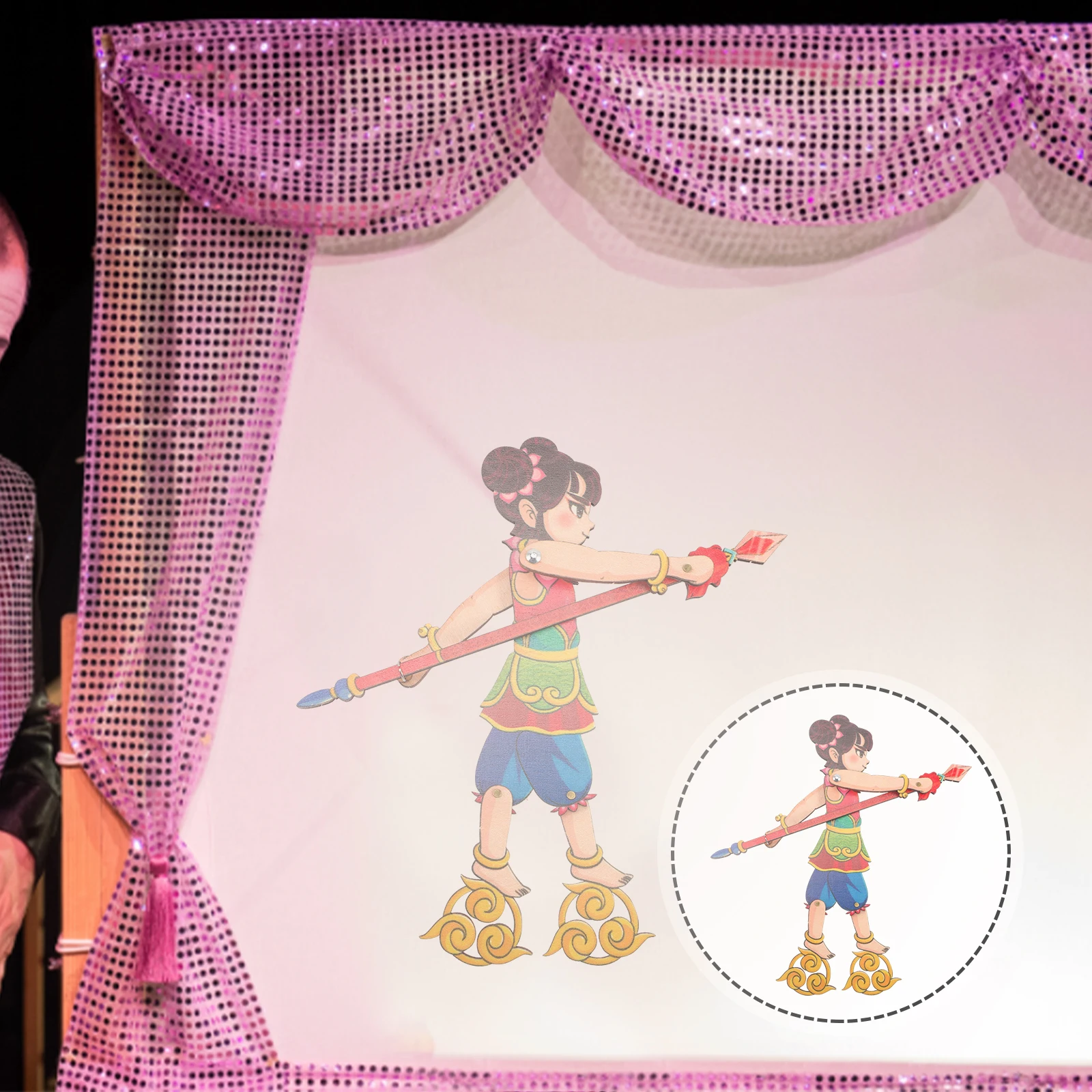 แบบดั้งเดิมไม้เงา DIY หุ่นมือสําหรับเด็กโรงละครเล่นวัฒนธรรมจีน Story Puppet Dance Performance