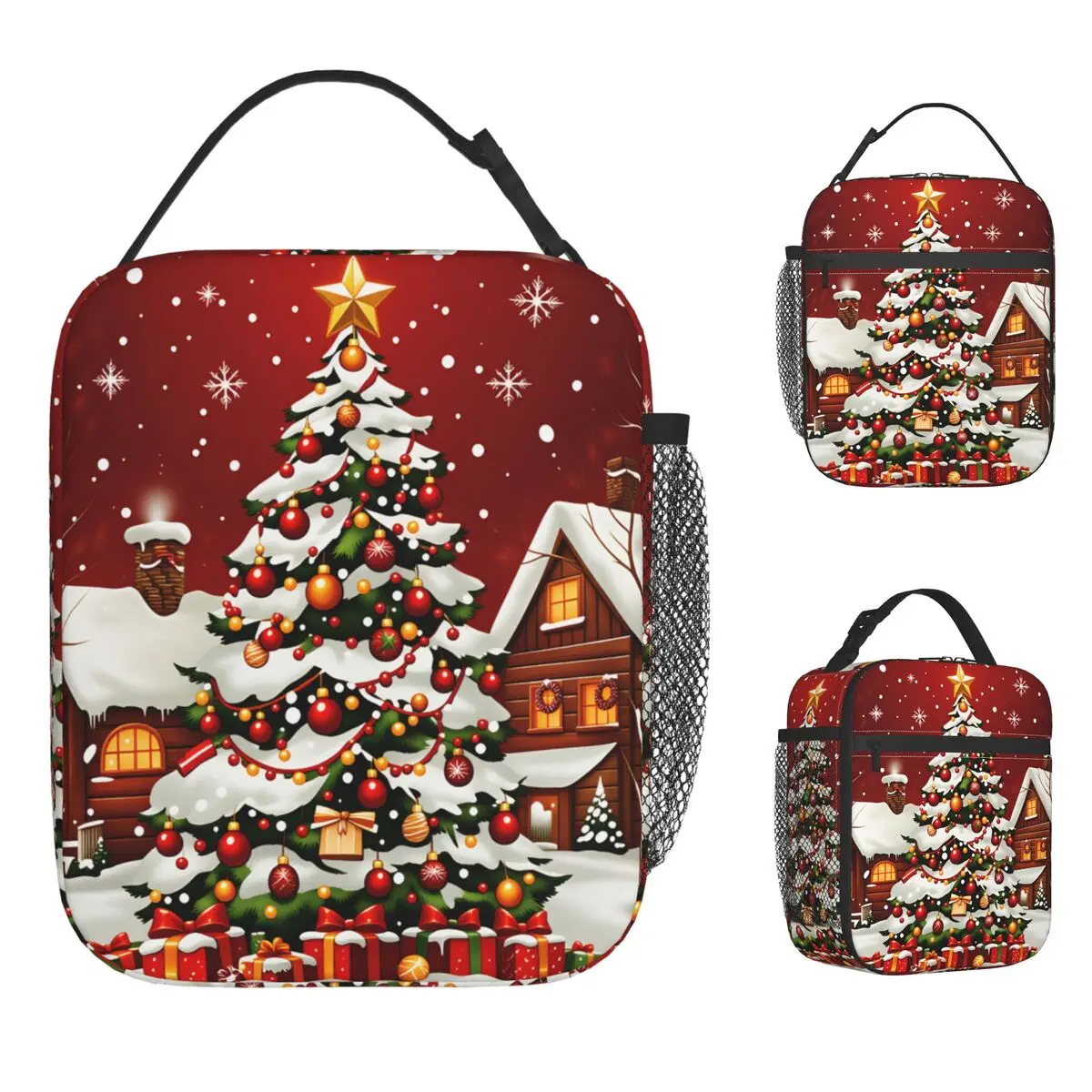 Christmas Santa Snowman Lunch Bag Lunch Box For Adult Outdoor Picnic Cooler Bag Waterproof Graphic Design Thermal Lunch Bags