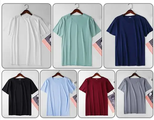 Imagen 2 del producto 4 Uds. Camiseta de seda helada de verano para hombre, camiseta deportiva de manga corta sin rastro para hombre, camisetas lisas con cuello en V, camisetas de secado rápido, camisetas para Fitness