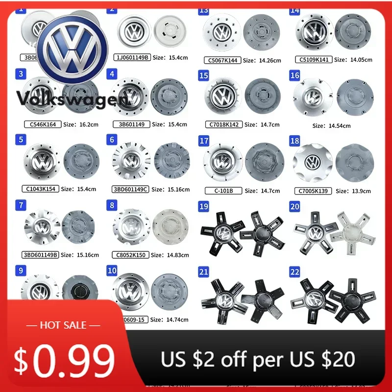 

For VOLKSWAGEN VW 2025 Hot 4pcs Car Logo Wheel Center Cap Hub Covers Badge for Volkswagen VW 3B0601149 1J0601149B C546K164 3B601