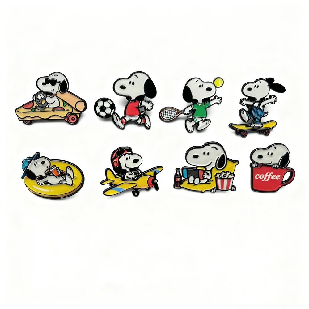 

8pcs Cute Dog Enamel Pins Set Metal Cartoon Character Brooches Fashion Jewelry Collection Unisex Bag Backpack Accessory Gift