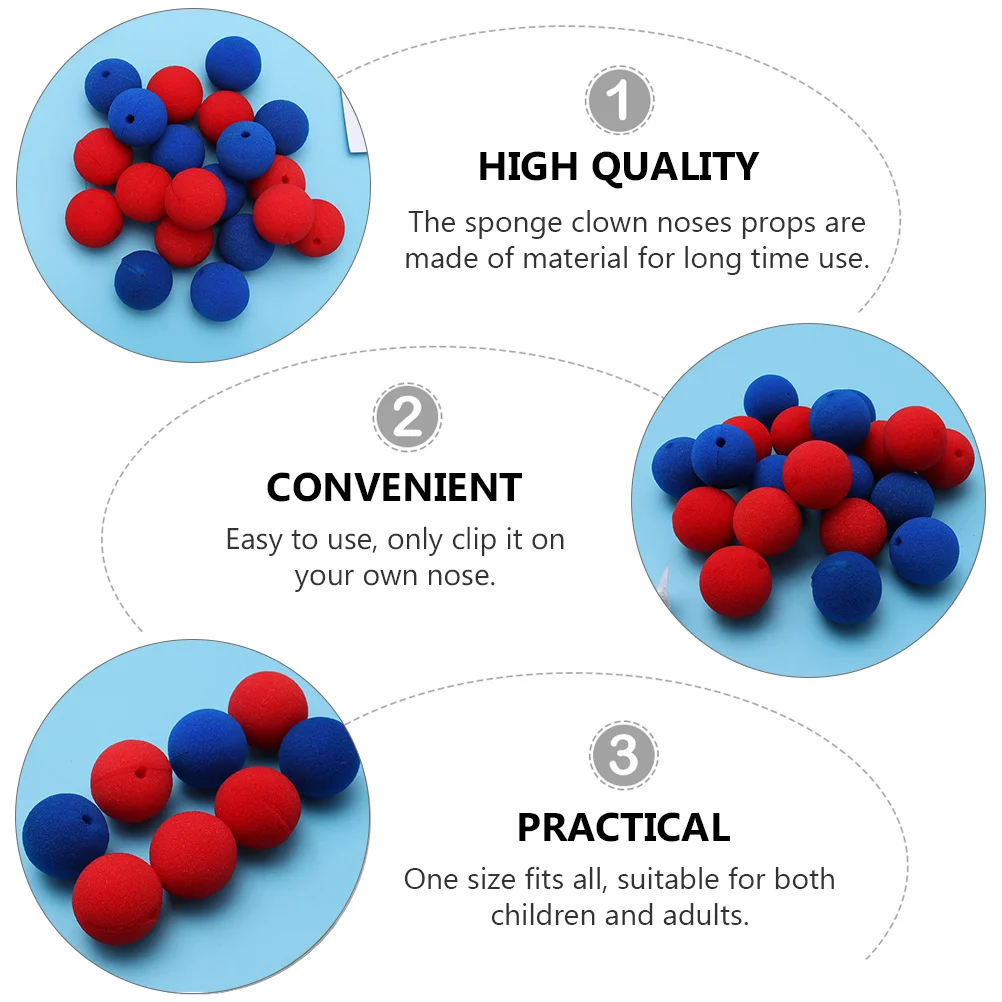 20 قطعة من إكسسوارات الأنف المهرج الإسفنجية التأثيرية دعامة الأداء للحفلات الراقصة وحفلات الهالوين وحفلات السيرك المزخرفة