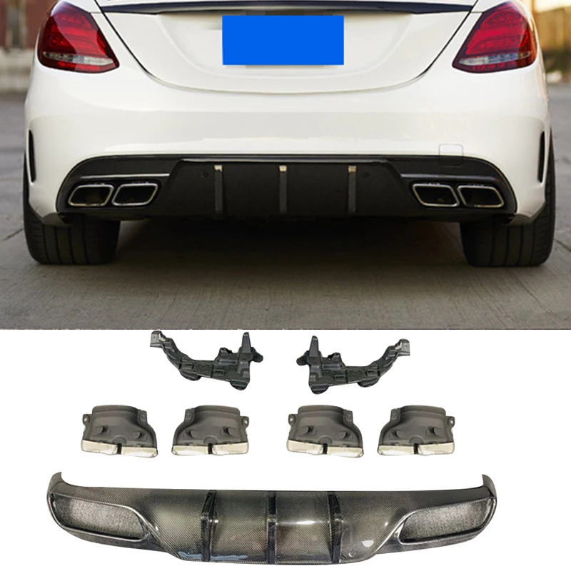 

W205 OTM Style Carbon Fibre Fiber Body Kit Rear Diffuser Lip Fit For Mercedes Benz C Class W205 4-Door 2015-2021 with Tips