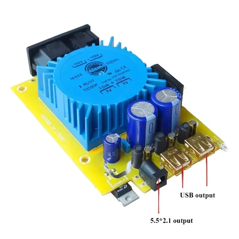 Doppio alimentatore regolatore CC lineare HIFI USB 15W da 5 V per CAS XMOS Raspberry Pi DAC