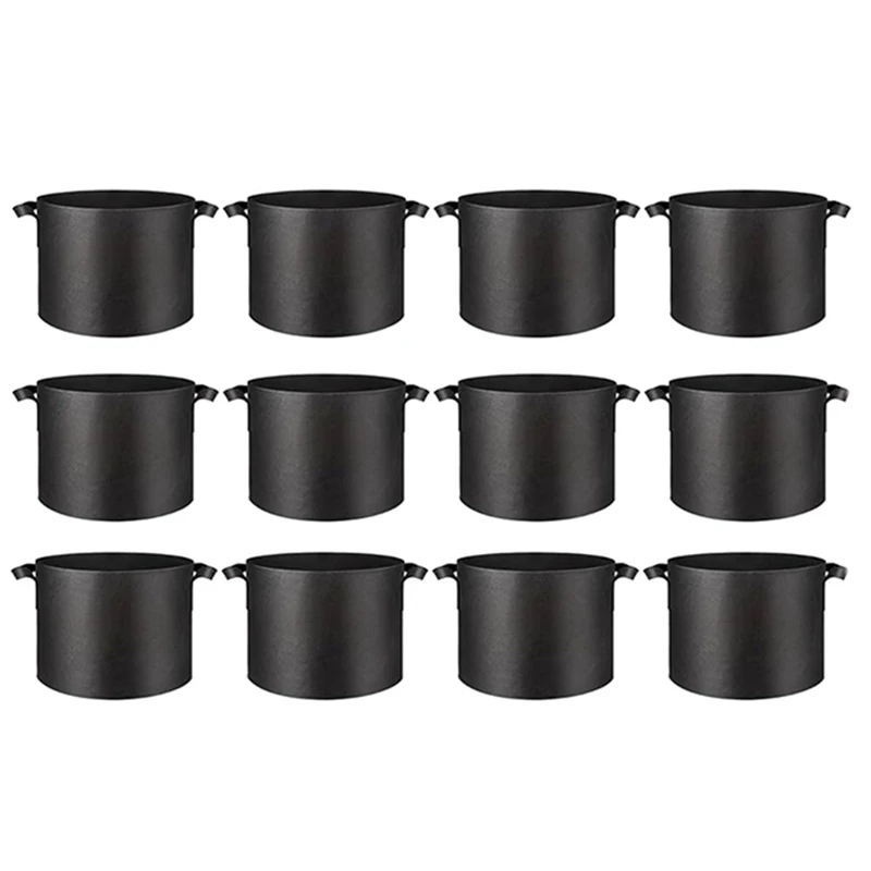 

PZHI-12PCS Grow Bags 5 Gallon Planter Pots With Handles, Nonwoven Fabric Aeration Cloth Bag, Gardening For Tomoato, Potato