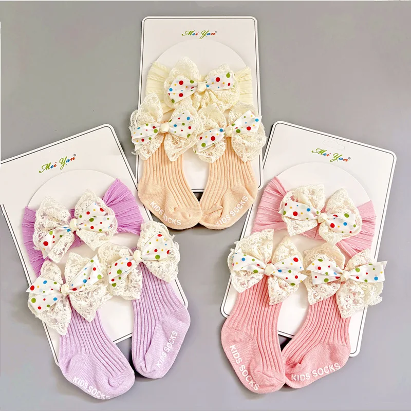 

Baby Colorful Baby Socks & Headbands Set