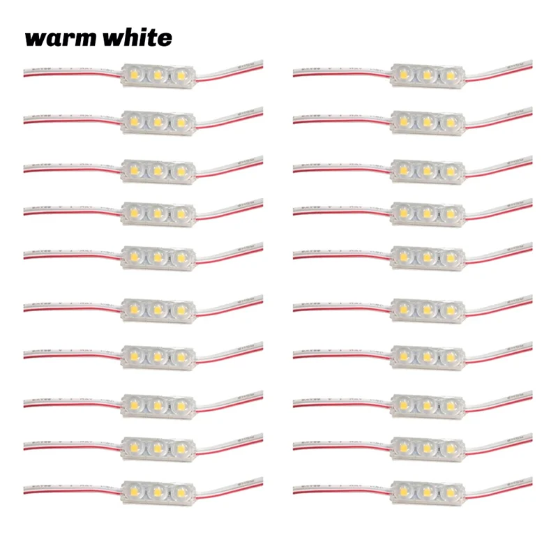 ONCE 20 Pz SMD Modulo LED Illuminazione IP67 Impermeabile 3 Retroilluminazione a LED DC12V 1.5 W Luce a specchio Modulo LED Bianco caldo