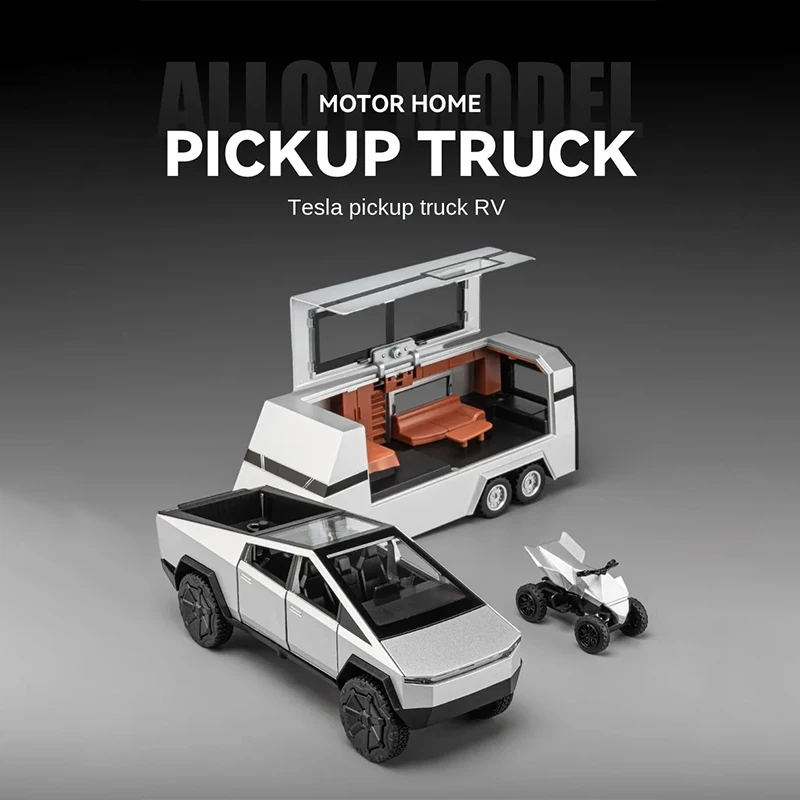 

1/32 Cyber Toy Truck Pickup Trailer Alloy Car Model Diecasts Metal Toy Off-road Vehicles Truck Model Sound And Light Kids Gifts