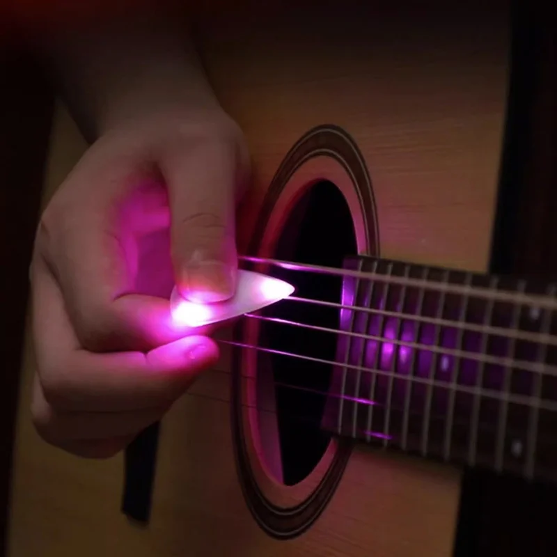 Auto LED Glowing Guitar Picks - Dazzling Colourful Illuminated Guitar Plectrum For Acoustic Electric and Bass Guitar