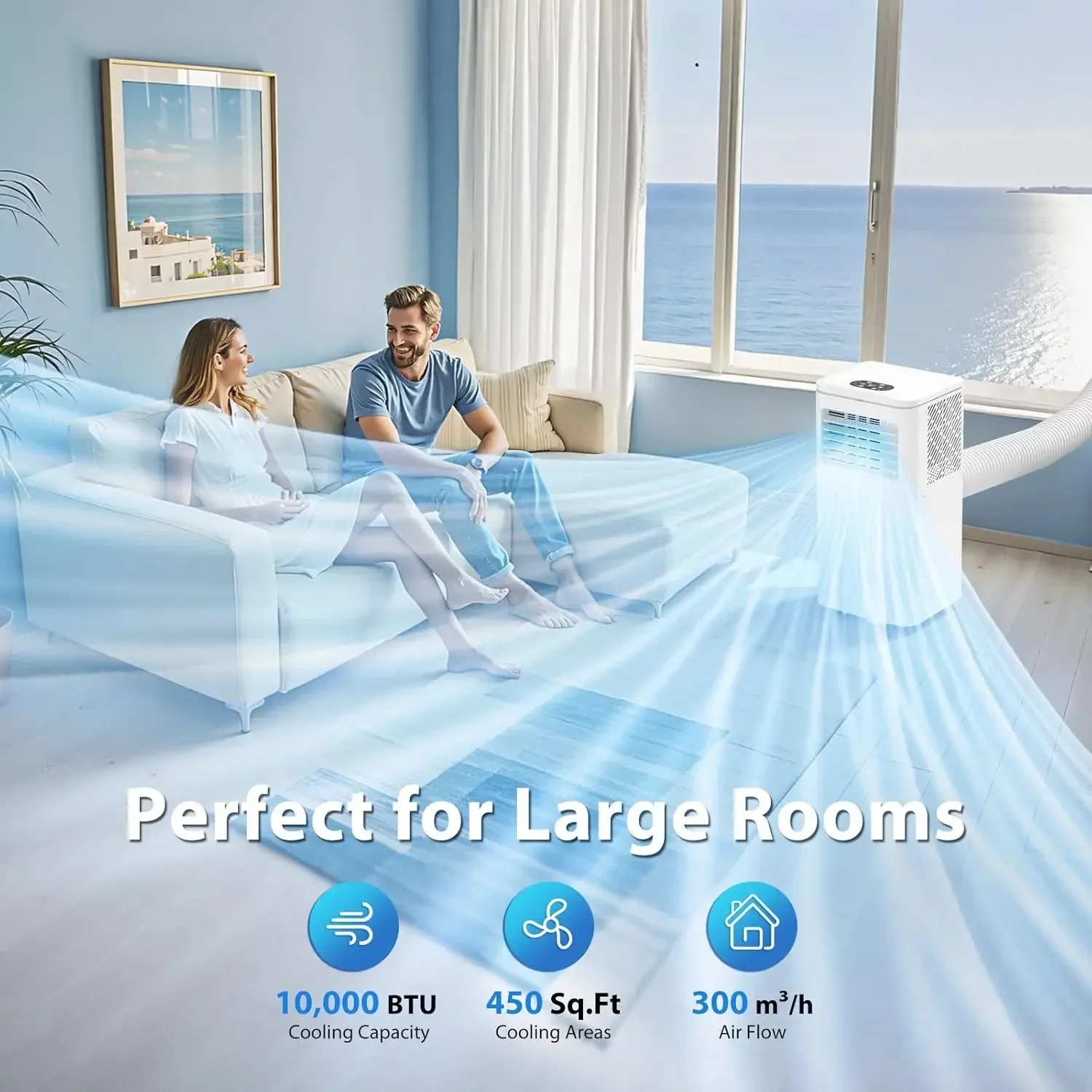 

Горячая распродажа: Портативный кондиционер 10000 BTU с пультом ДУ, 4 режима охлаждения, вентилятор, осушитель воздуха, режим сна, 2 скорости, 24-часовой таймер, настенный.