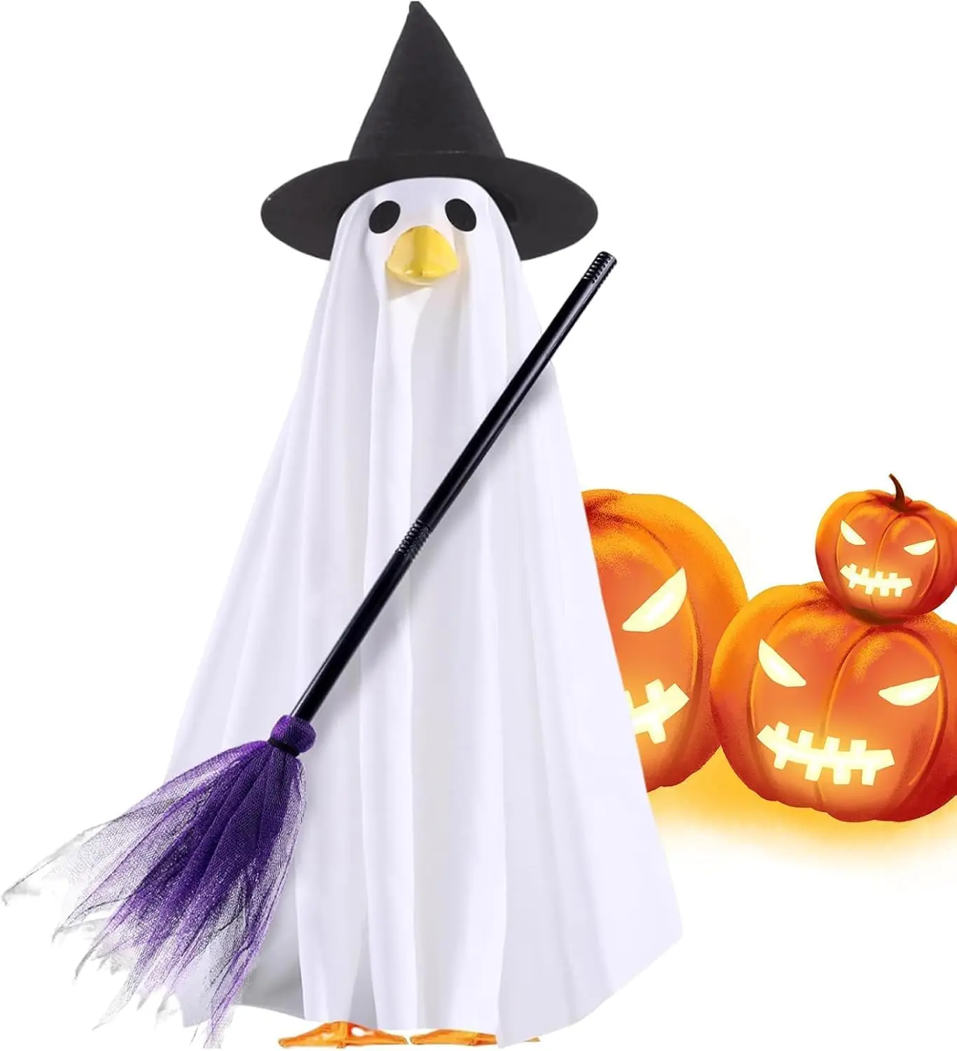 Halloween Goose Costume for 23 Inch Lawn Statue Funny Yard Art Outfit with Polyester Fall Garden Decor
