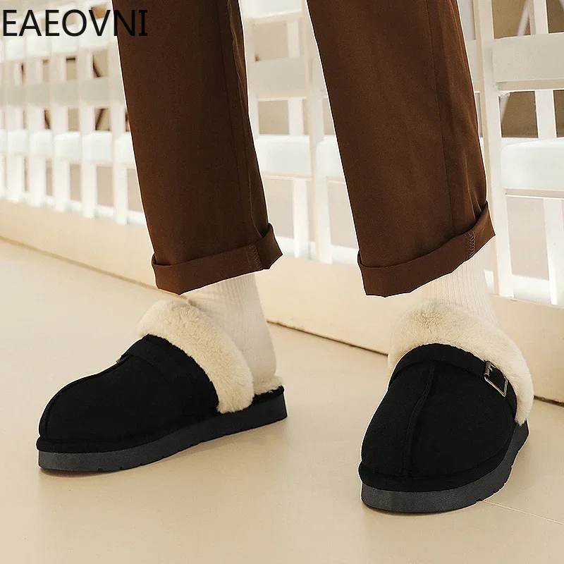 Comfortable Men's Slipper Slippers for Home Round Toe Keep Warm Plush Shoes for Men British Style Explosive Style New Arrival