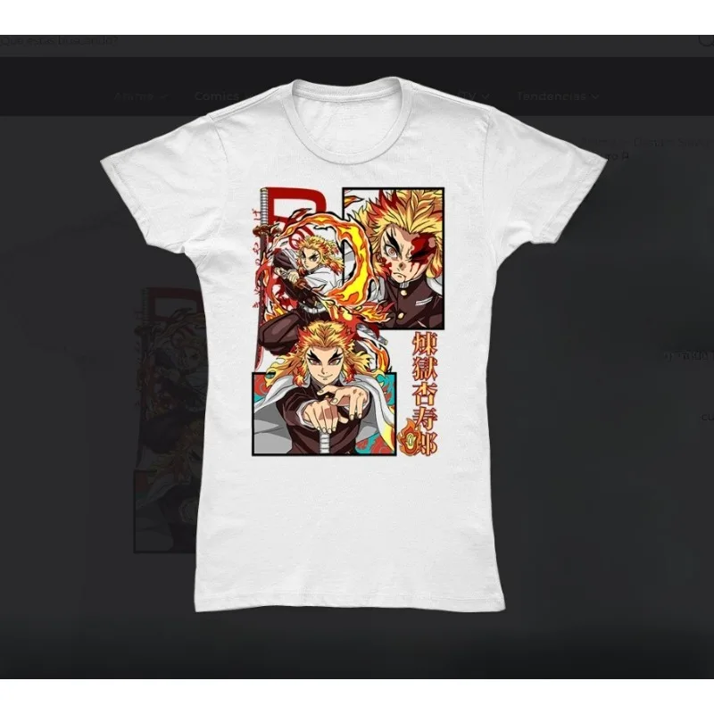 

Demon Slayer‌ Rengoku Kyojuro‌ Printed T-Shirt Anime Men and Women Summer Harajuku Hip-hop Casual T-shirt