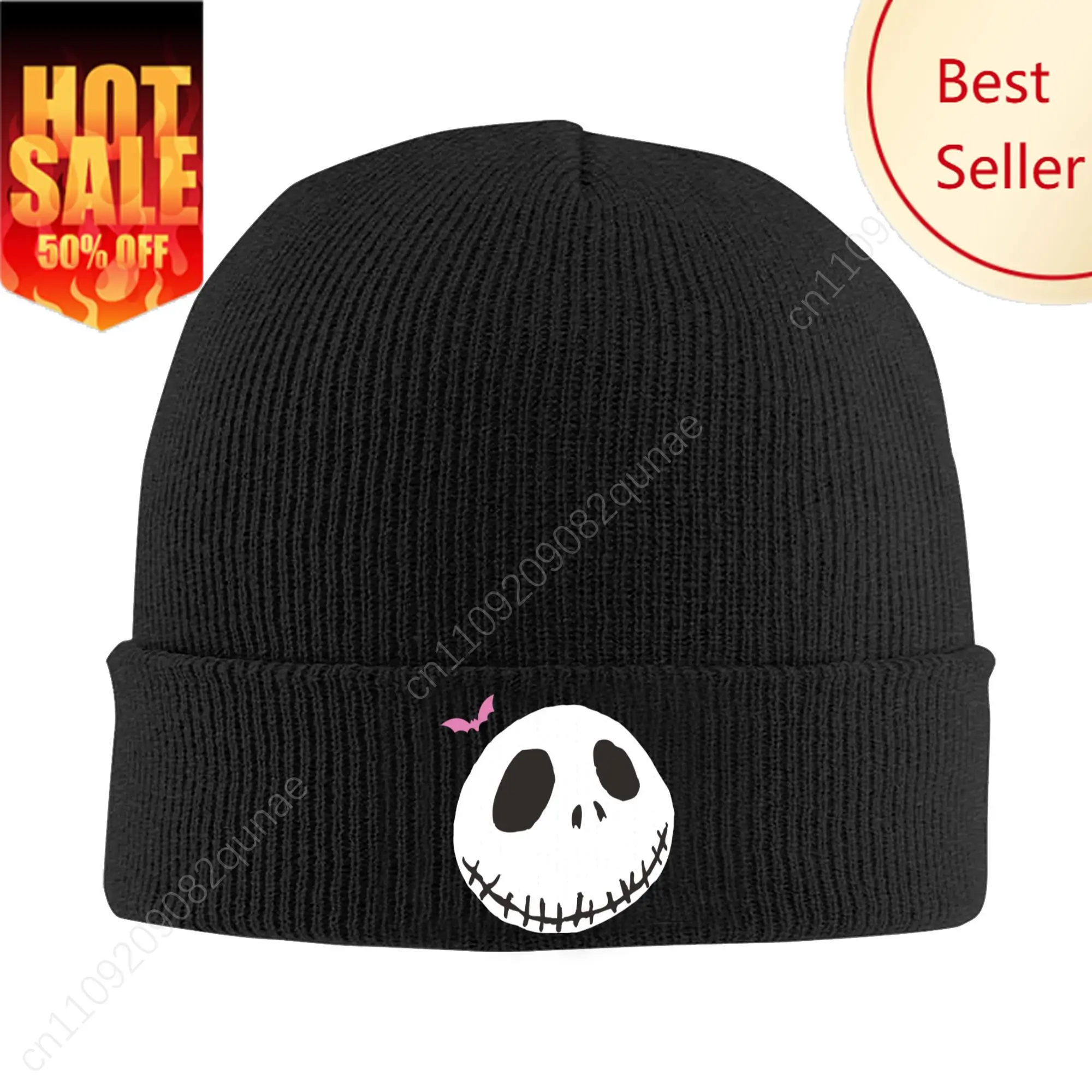 

Custom Jack Skellington Face Bonnet Hat Fashion Knitted Hat Men Women Unisex Warm Winter Skullies Beanies Caps