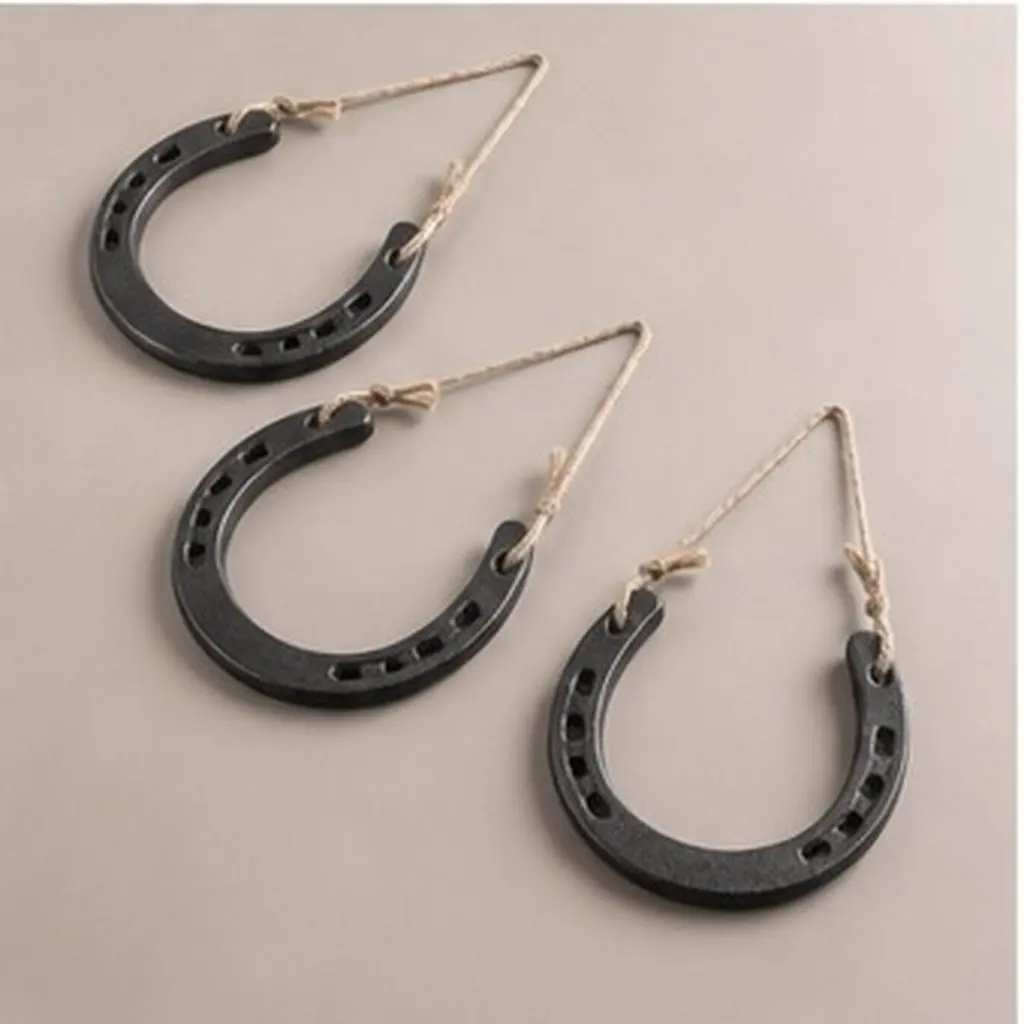 3Pcs Cast Iron Horseshoe Wall Decor Rustic Vintage Lucky Horseshoe Pendant Farmhouse Lodge Western Cowboy Party Wedding Favors