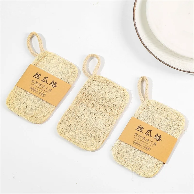 1Pcs Natural Luffa Dish Washing Cloth Sponge Loofah Scrub Pad Dish Pot Easy To Clean Scrubber Sponge Kitchen Clean Brushes Pad