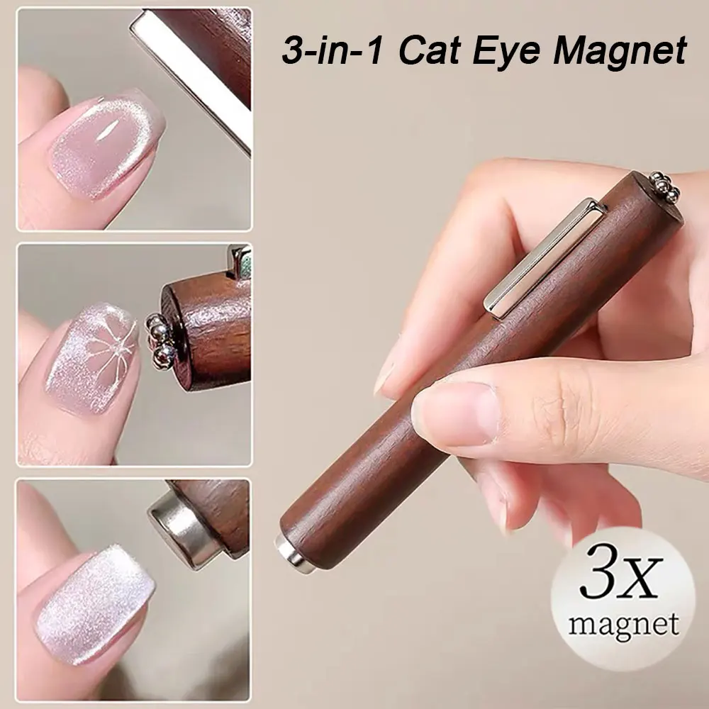 3-in-1 Multifunktionaler magnetischer Katzenaugen-Nagel-Magnetstab, 130 mm, superstarker Gel-Nagellack-Magnetstift, großer Zylinder, magnetisch