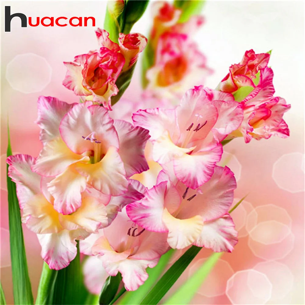 Huacan 5d DIY Full Square Diamond Painting Mosaic Orchid Flower Diamond Embroidery Cross Stitch Gladiolus Home Decoration