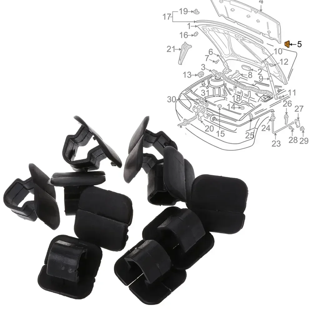 10pcs Car Hood Bonnet Insulation Clips 1H5863849A01C Rivet Retainers for VW Polo Tiguan Passat B5 B6 SEAT Leon 2 Skoda Octavia 2