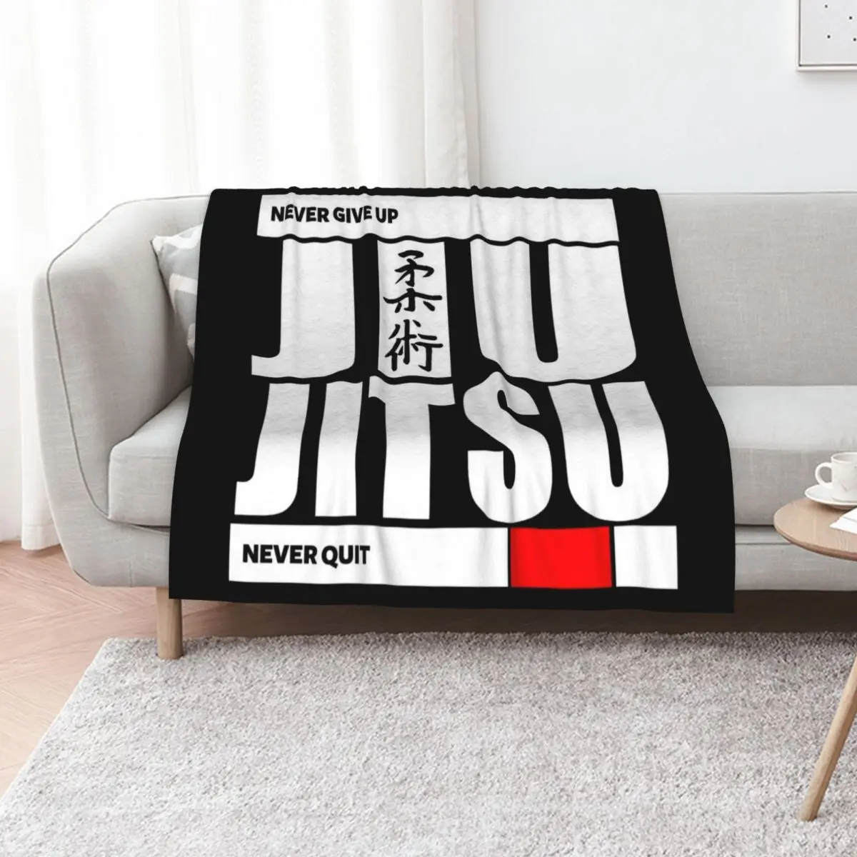 Jiu Jitsu - Never Give Up Never Quit Throw Blanket Quilt Furrys Soft Beds wednesday anime Blankets