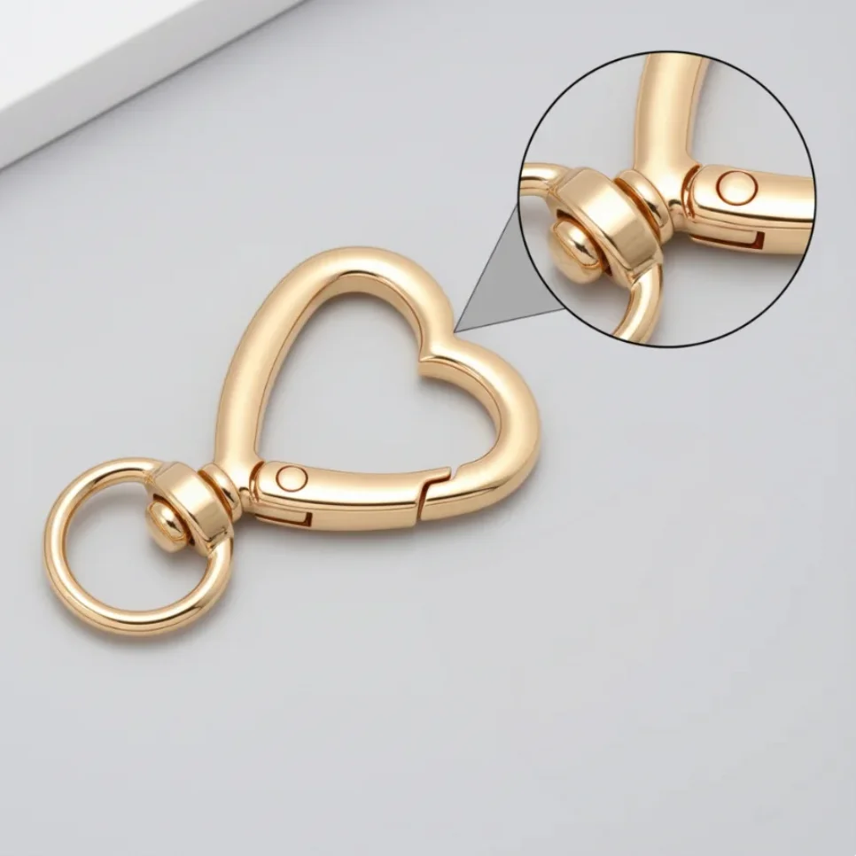 5-20pcs Metal Heart Trigger Snap Hooks Swivel Lobster Claw Clasps Lanyards Strap for DIY Bags Keychain Key Rings Jewelry Making
