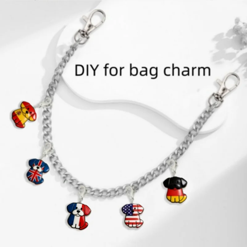 Jeshayuan لطيف الكلب على شكل العلم الوطني سحر للنساء مخصص أي علم الدولة قلادة لسوار حقيبة سلسلة DIY مجوهرات