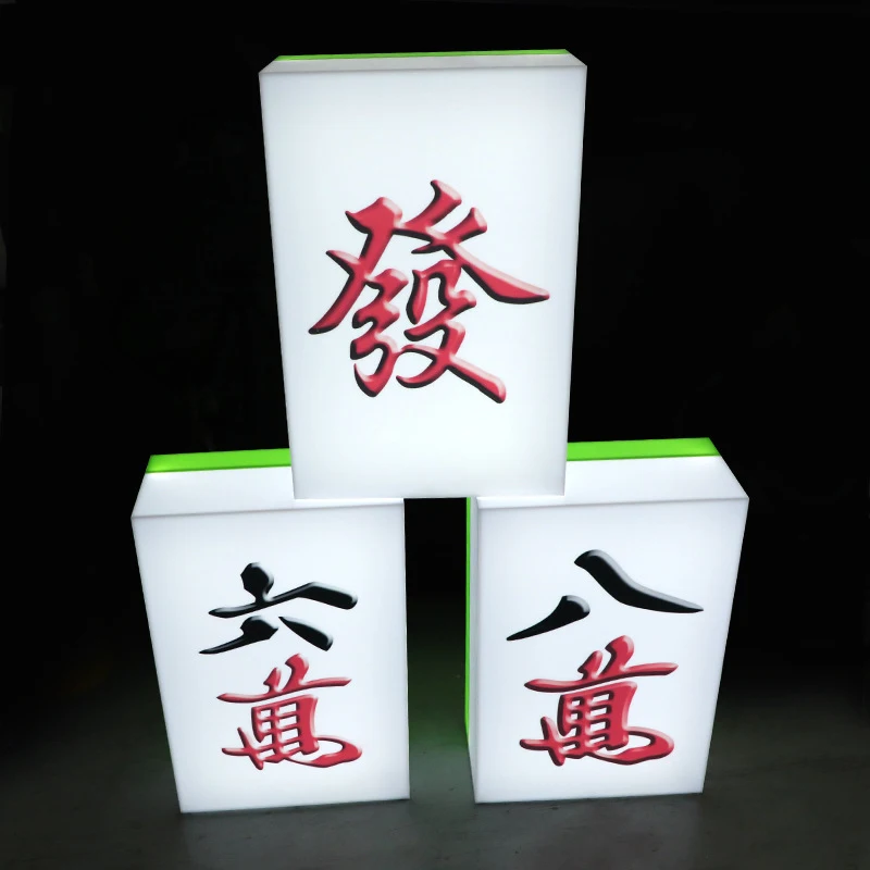 

LED light-up acrylic mahjong poker fortune hand-held sign for bars, nightclubs, KTV, new creative drinking props