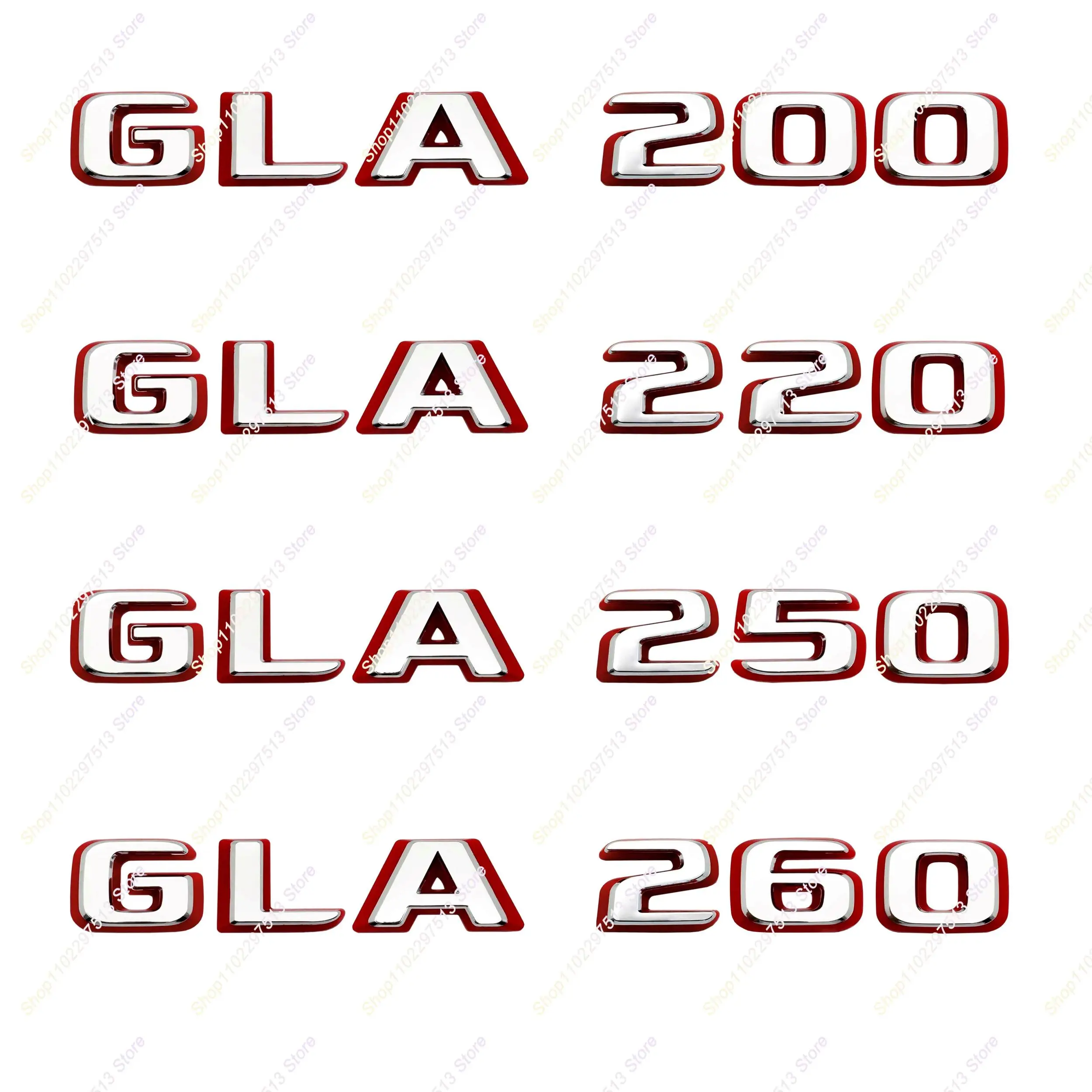 

GLA200 GLA220 GLA250 GLA260 Двухцветный хромированный серебристый красный буквенный логотип Эмблема ABS Автомобильный задний багажник Хвостовая эмблема Наклейка для серии X156