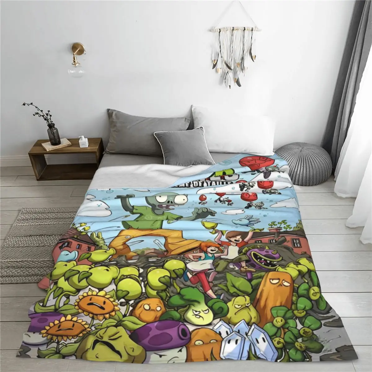 Plants Vs Zombies PVZ Cartoon Game Knitted Blankets Flannel Funny Poster Super Soft Throw Blanket for Bedding Couch Bed Rug