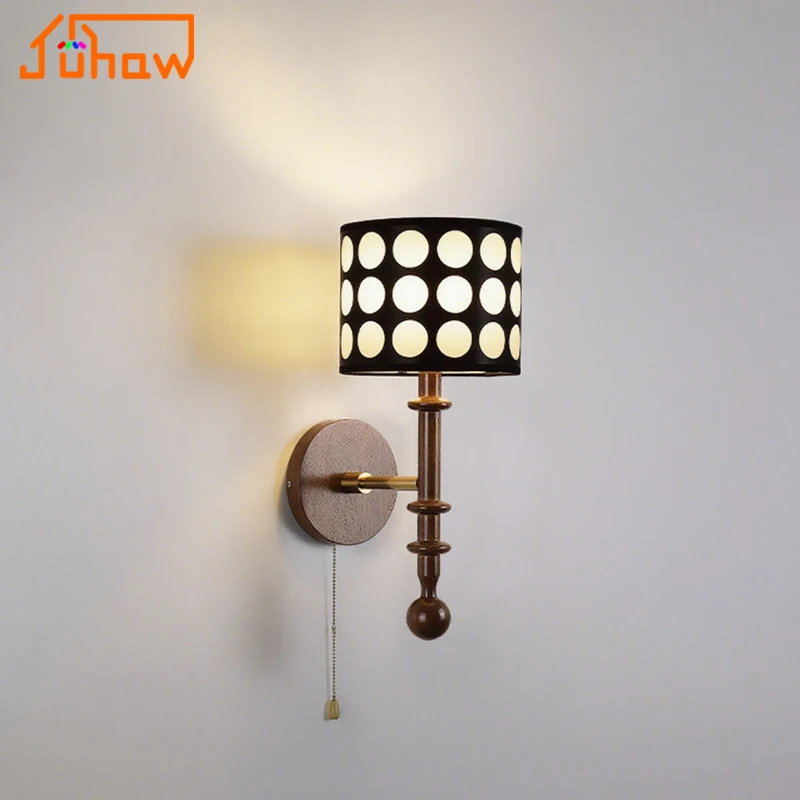 

French Vintage Wall & Bedside Lamp for Bedroom Living Room Fireplace Staircase Mid-Century American Chinese Style With Switch