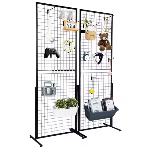 SucceBuy Grid Wall Panels Tower Wire Gridwall Display Racks Double Side Gridwall Panels for Art Craft Shows Retail Shop w/ Hooks