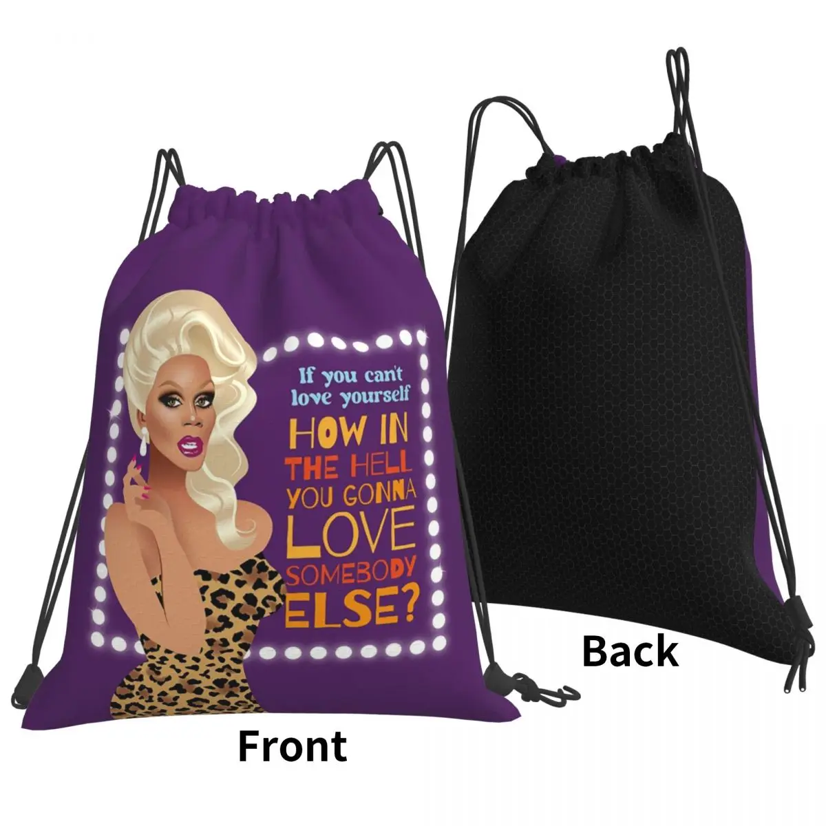 Drag Queen Royalty RuPaul's Drag Race Rupaul RPDR Backpacks Portable Drawstring Bags Sports Bag Book Bags for Travel School