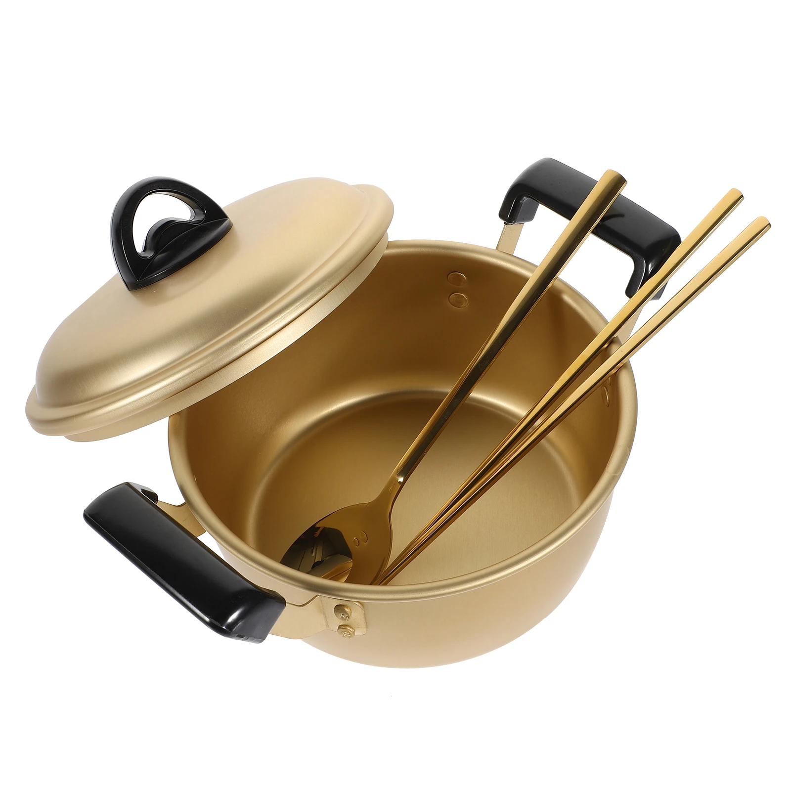 

Ramen Pot 16CM Korean Aluminum Cooking Small Double Handles Spoon Egg Pasta Lobster Barware