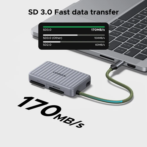Imagen 2 del producto UGREEN-funda de almacenamiento para lector de tarjetas USB-C, tarjeta SD/TF/MicroSD para teléfono, PC, accesorios para ordenador portátil, lector de tarjetas de memoria inteligente, adaptador de tarjeta SD