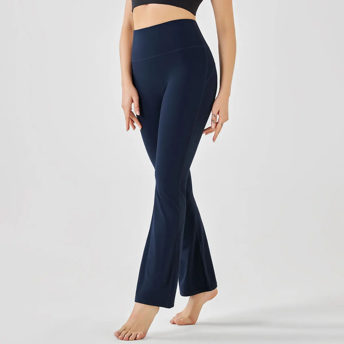 Solid Color Flared Pants Sports Yoga Pants Elegant Female Lady Women\'s Leggings Pants High Waist OL Ladies Career Long Trousers