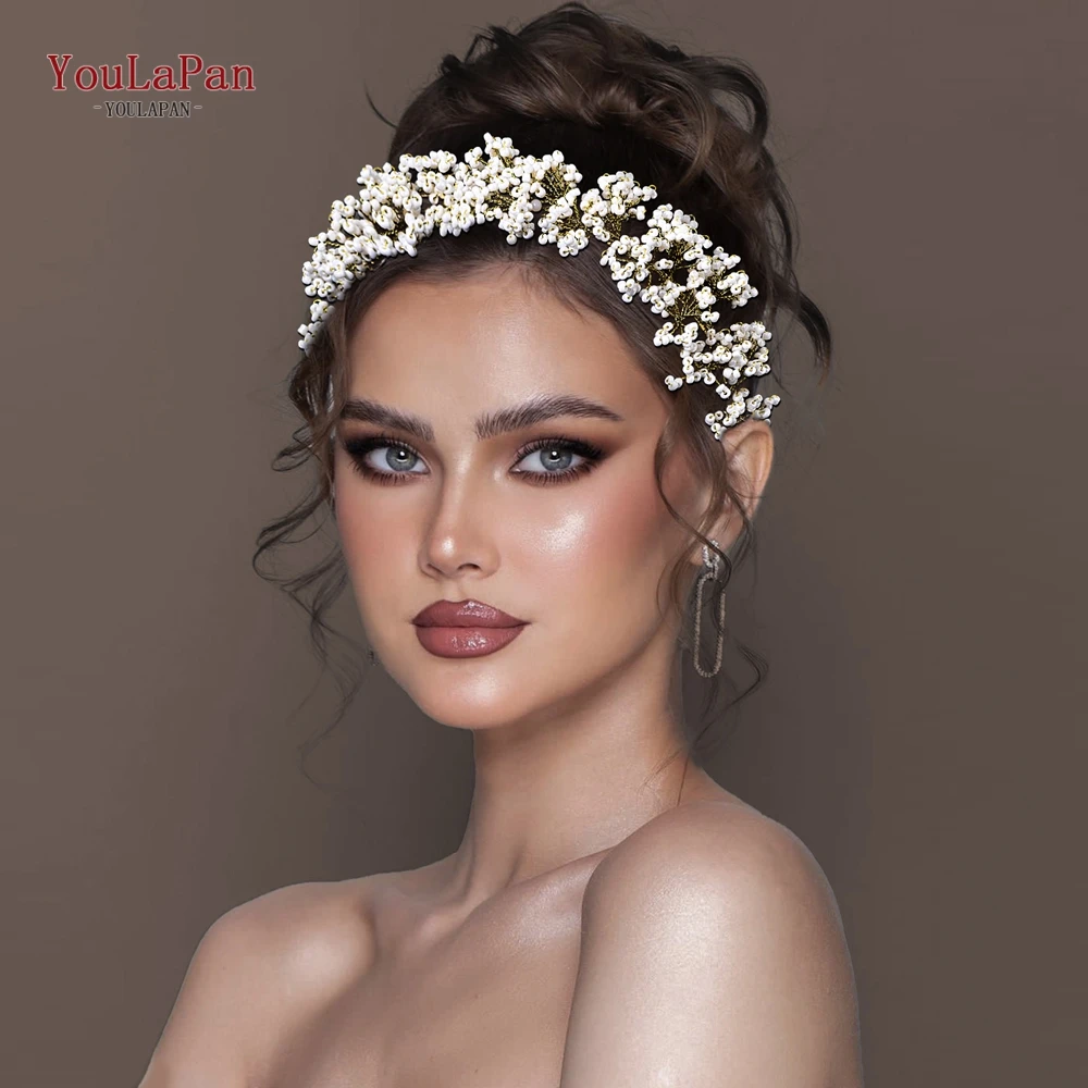 

YouLaPan Wedding Gold Color Hair Hoop Bridesmaid Party Headbands Ornaments The Bride Tiaras For Woman Elegant Party HP655