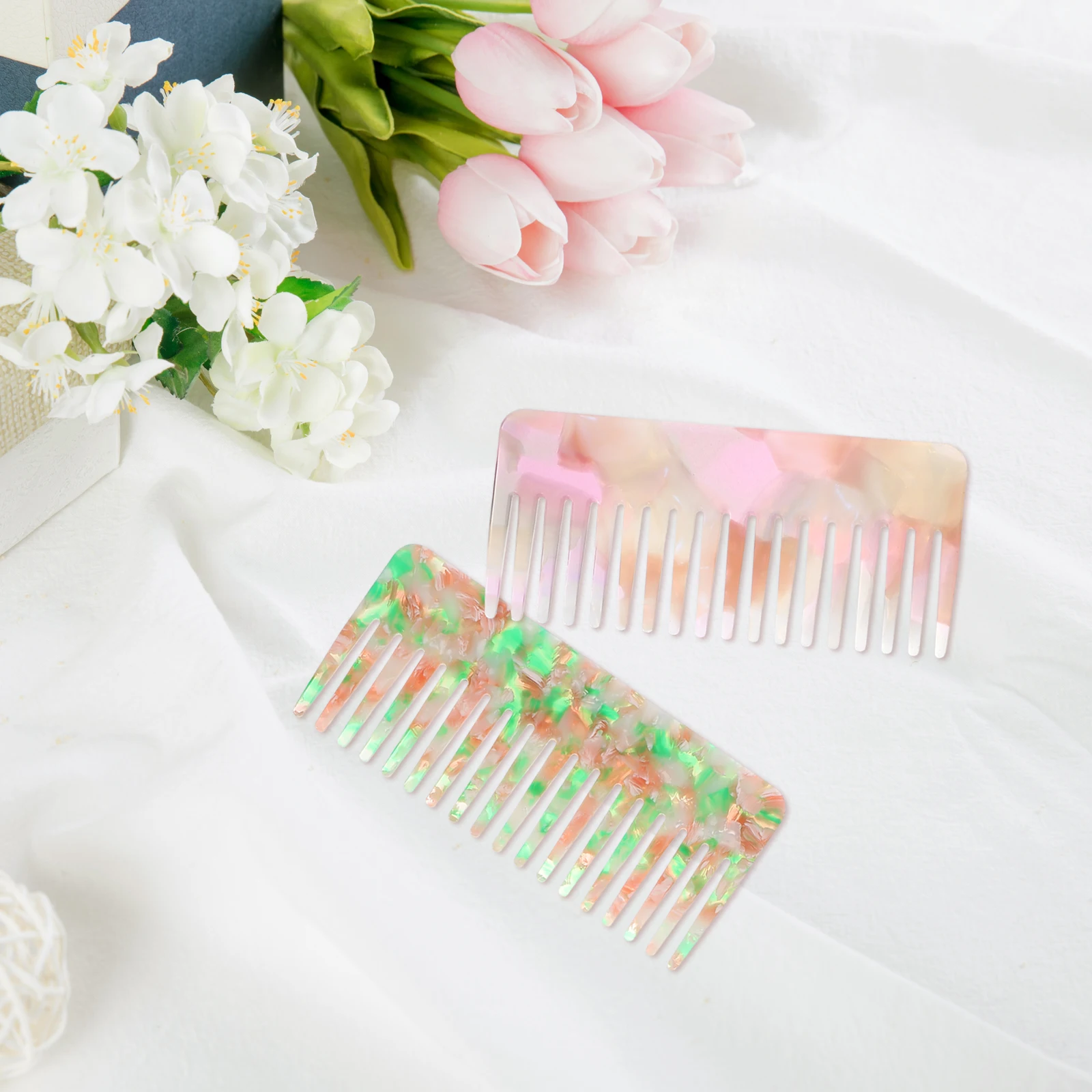 

2 pcs Anti-static Wide Tooth Acetate for Comb For Hair Men Women Wide Tooth Comb Styling Portable Safe Material