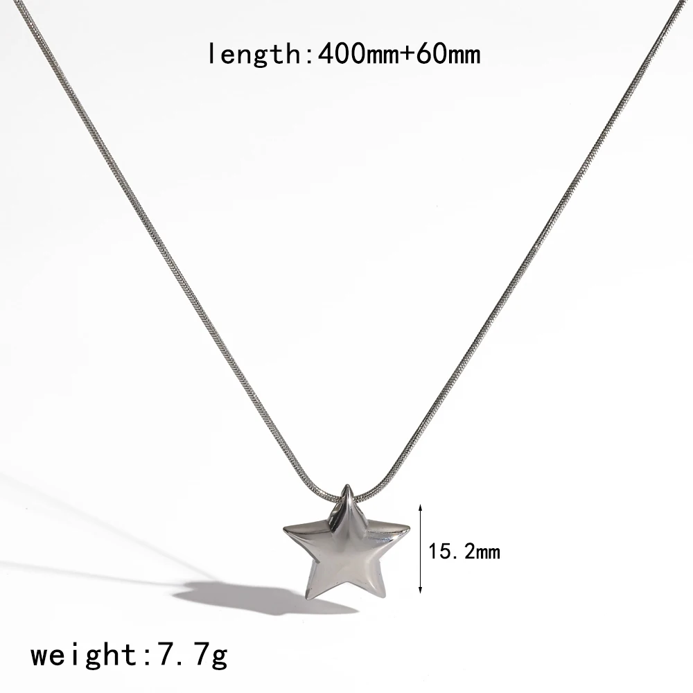 Damen-Halskette mit Pentagramm-Zirkon-Anhänger aus 316L Edelstahl, schlichtes Design, wasserdicht, Schmuckgeschenk – Detail 9